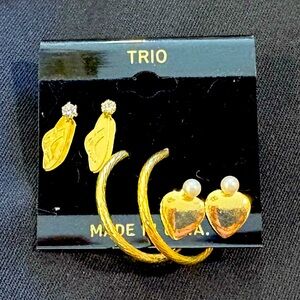 Gold Trio Earring Set